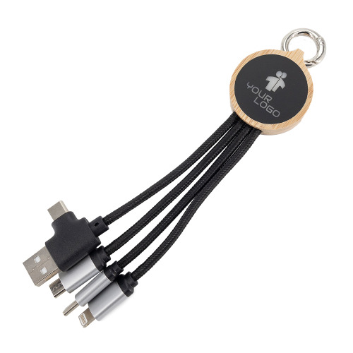 Kabel do ładowania 3w1 z podświetlanym logo Beżowy EG059213 