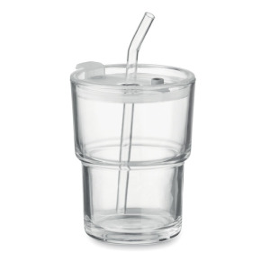 Szklany kubek ze słomką 400ml