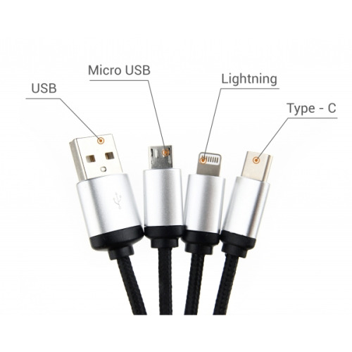 Kabel do ładowania 3w1 z podświetlanym logo Czarny EG041903 (2)
