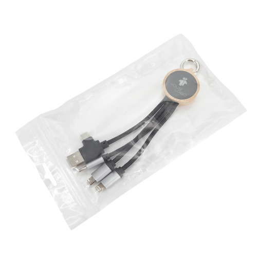 Kabel do ładowania 3w1 z podświetlanym logo Beżowy EG059213 (5)