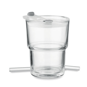 Szklany kubek ze słomką 400ml