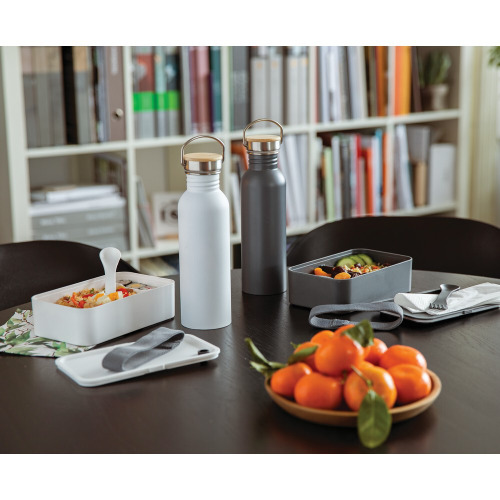 Pudełko śniadaniowe, łyżkowidelec Szary P269.592 (9)