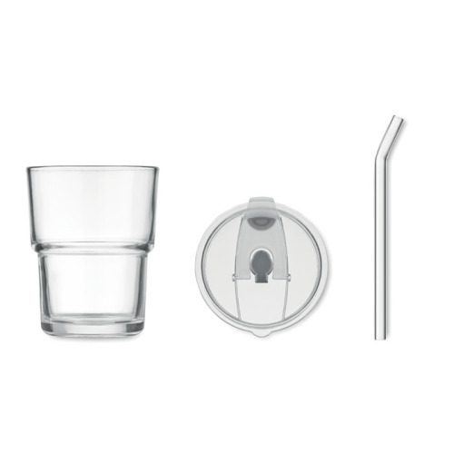 Szklany kubek ze słomką 400ml Przezroczysty MO2502-22 (3)