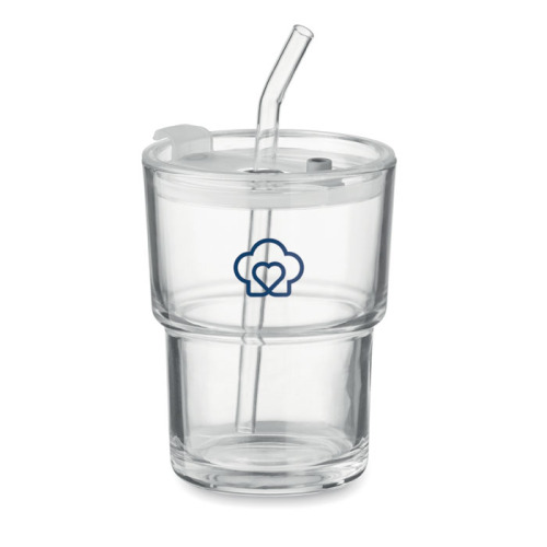 Szklany kubek ze słomką 400ml Przezroczysty MO2502-22 (4)