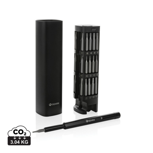 Śrubokręt Gear X, 56 końcówek, aluminium z recyklingu Czarny P221.261 